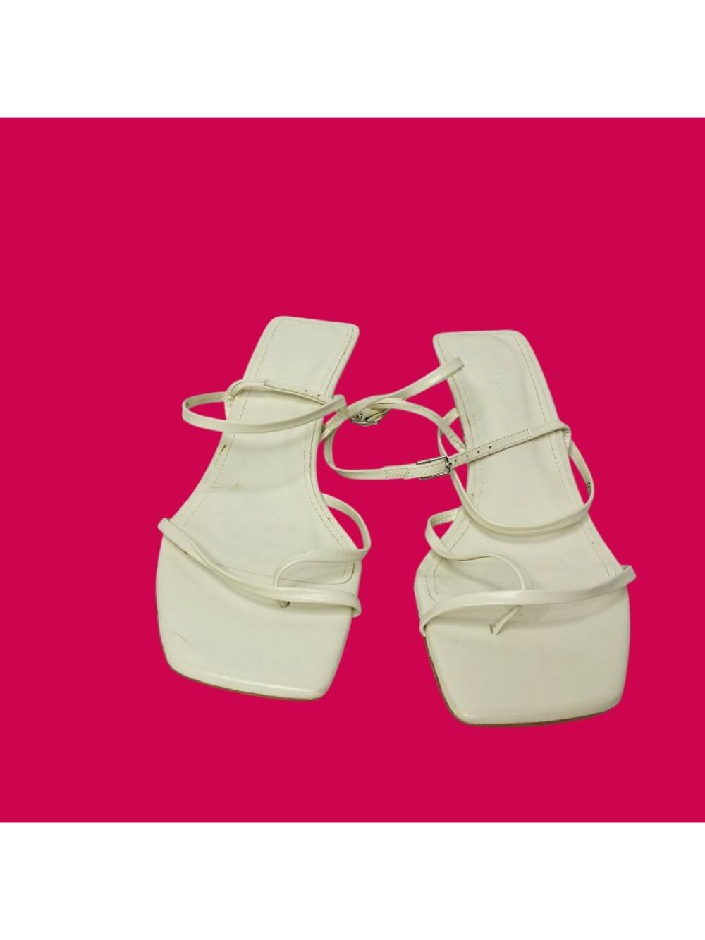 Zara Strappy White Square-Toe Heels EU 42 Minimalist Design Chic & Elegant